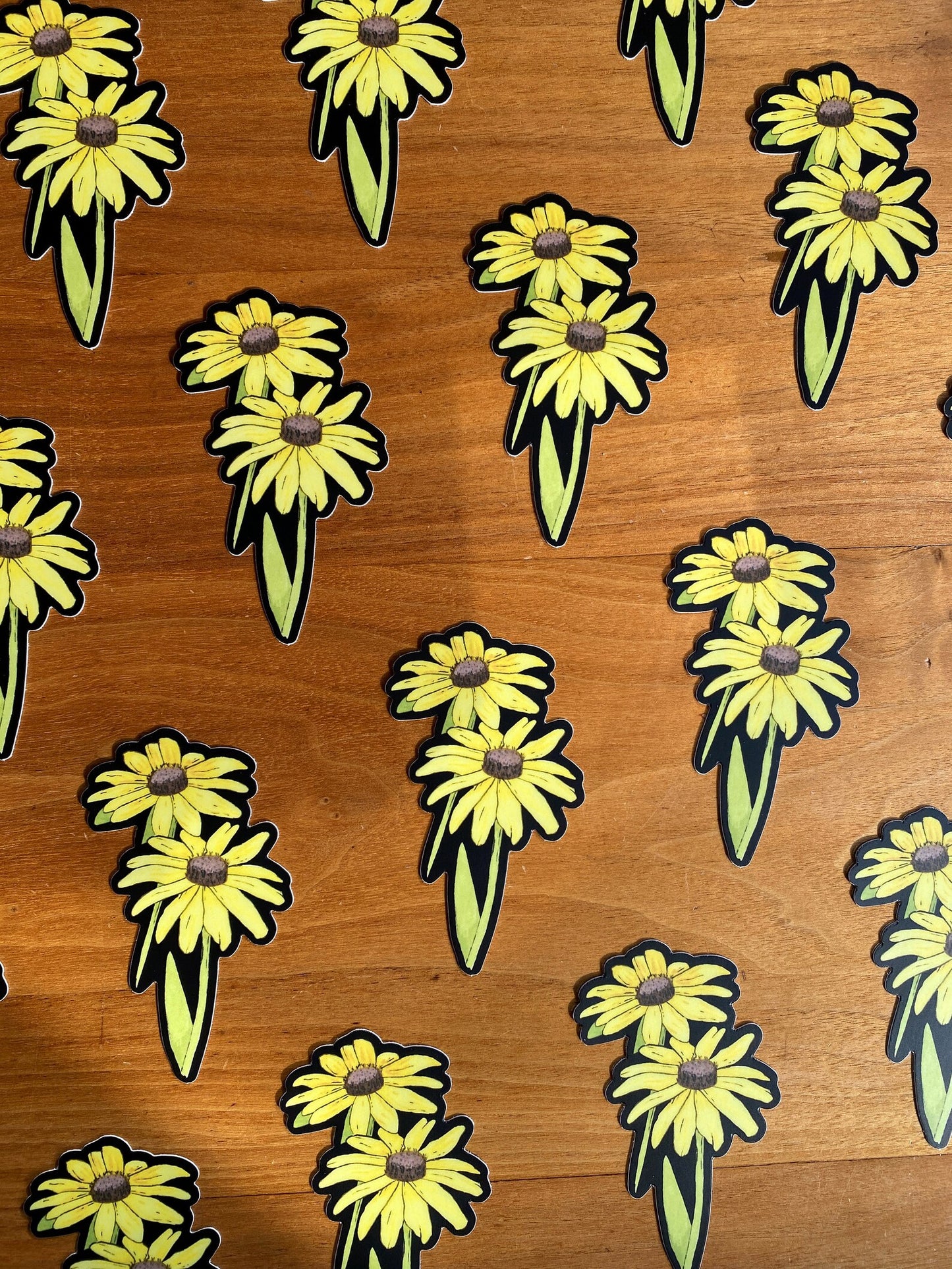 Waterproof black eyed susan flower sticker