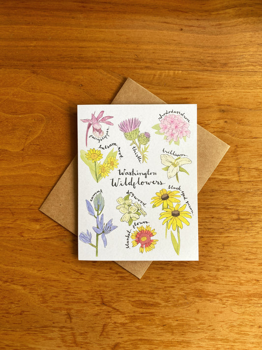 watercolor wildflowers of washington greeting card