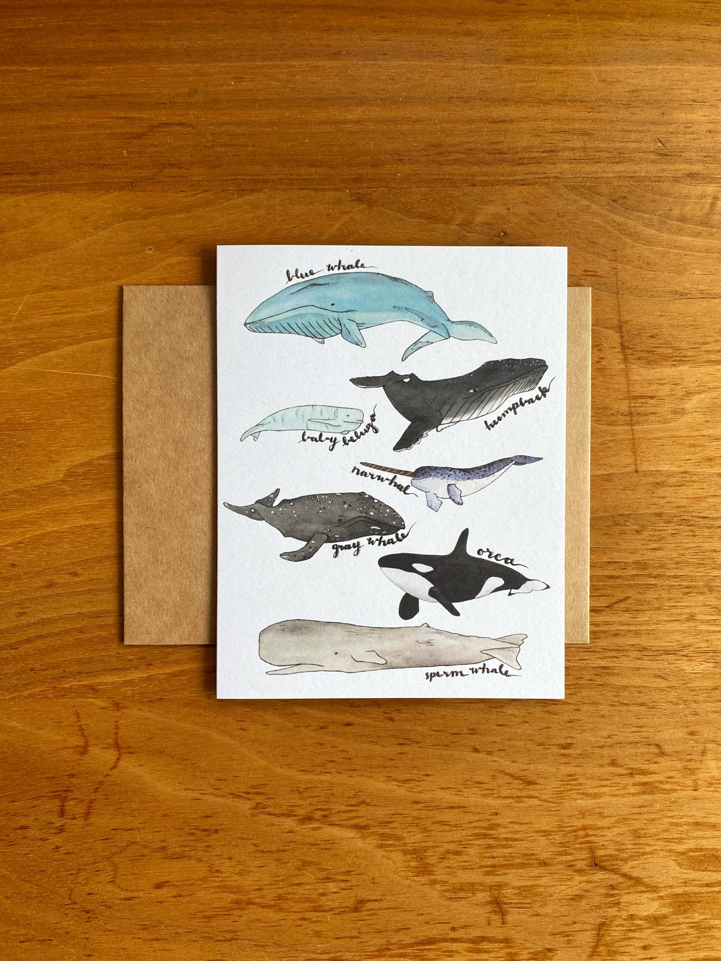 watercolor whale greeting card