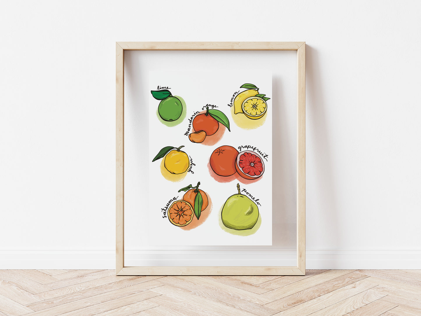 8" x 10" art print of different types of citrus