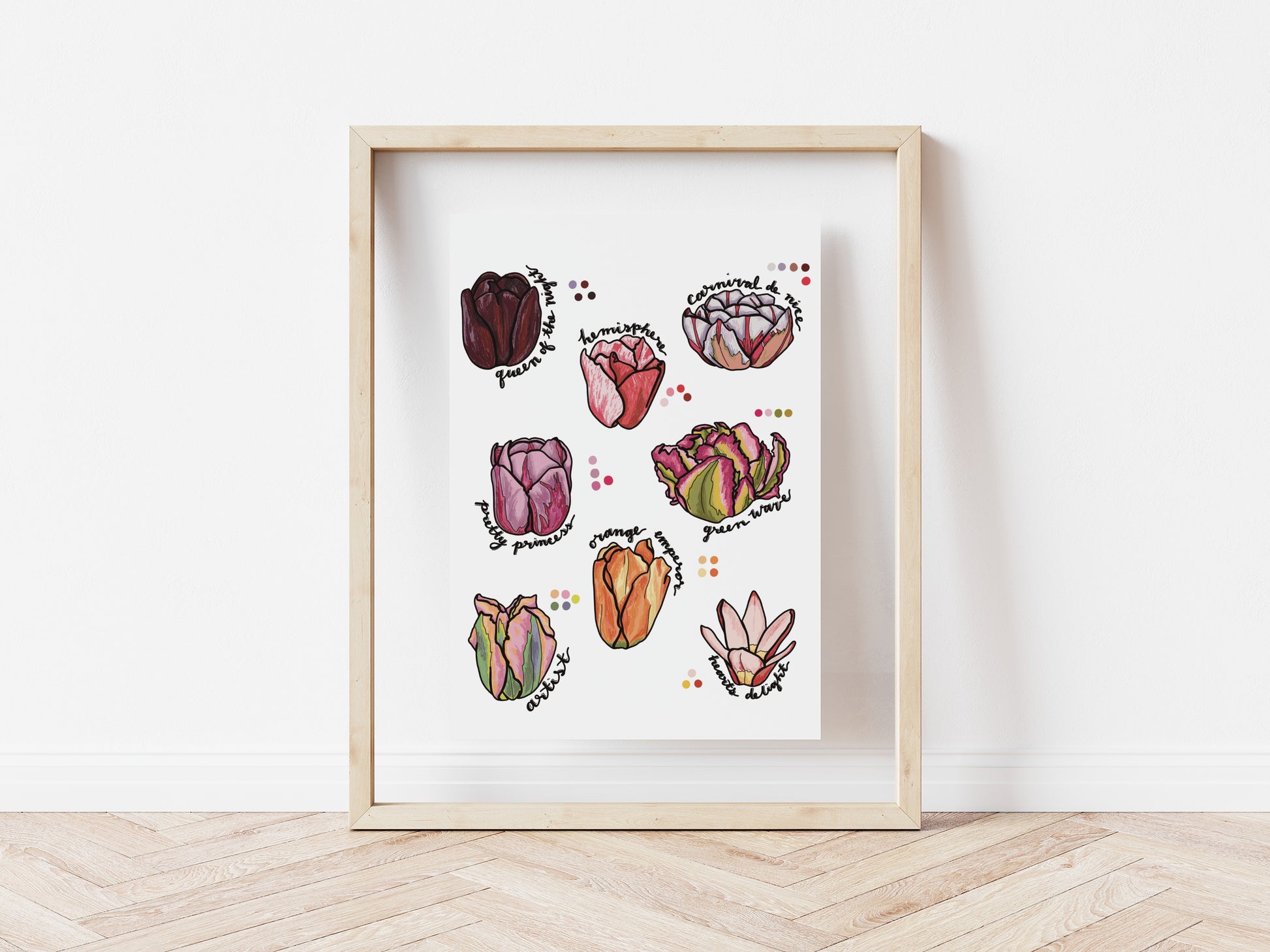 8" x 10" art print of tulip varieties