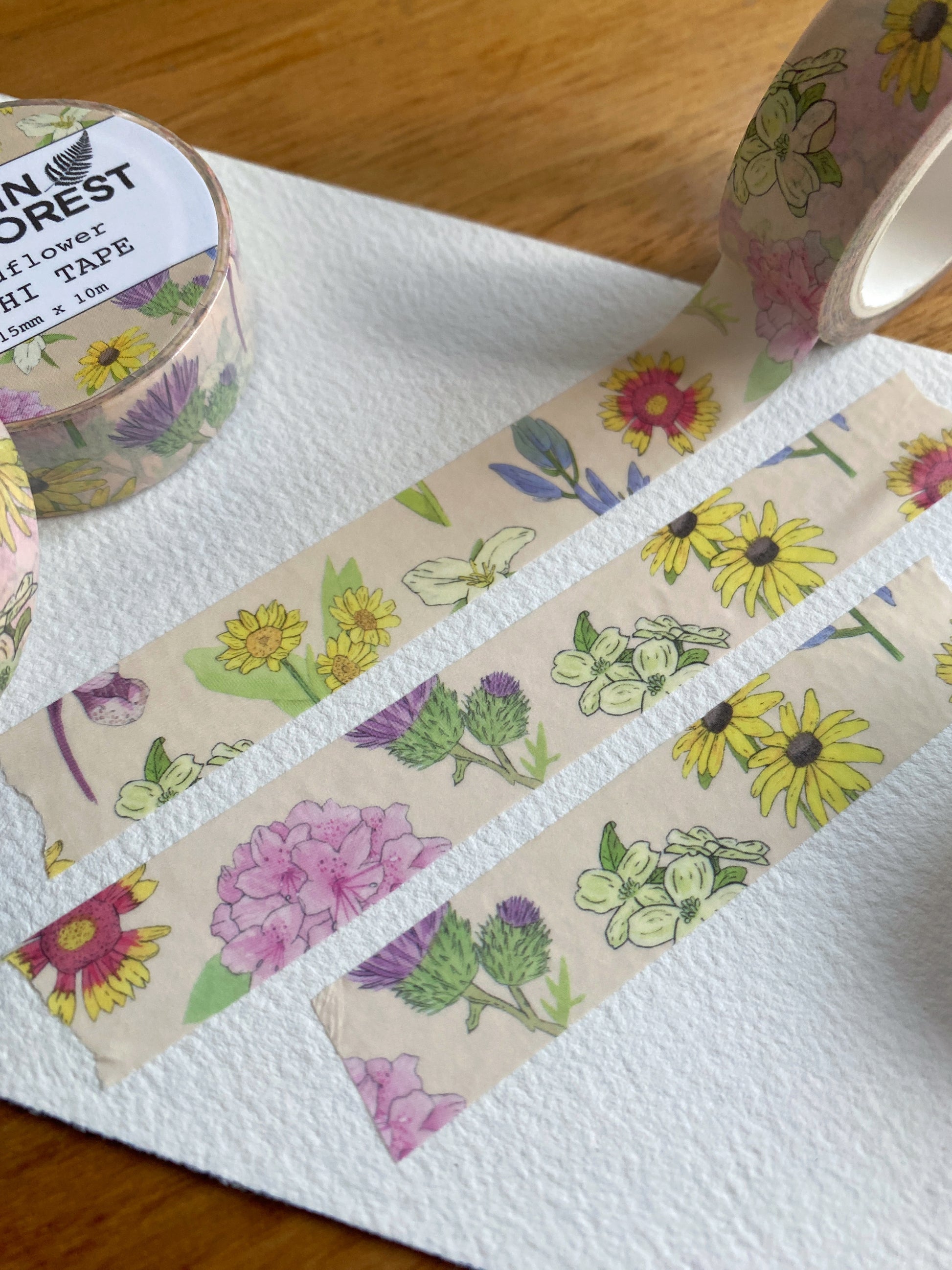 watercolor wildflower washi tape