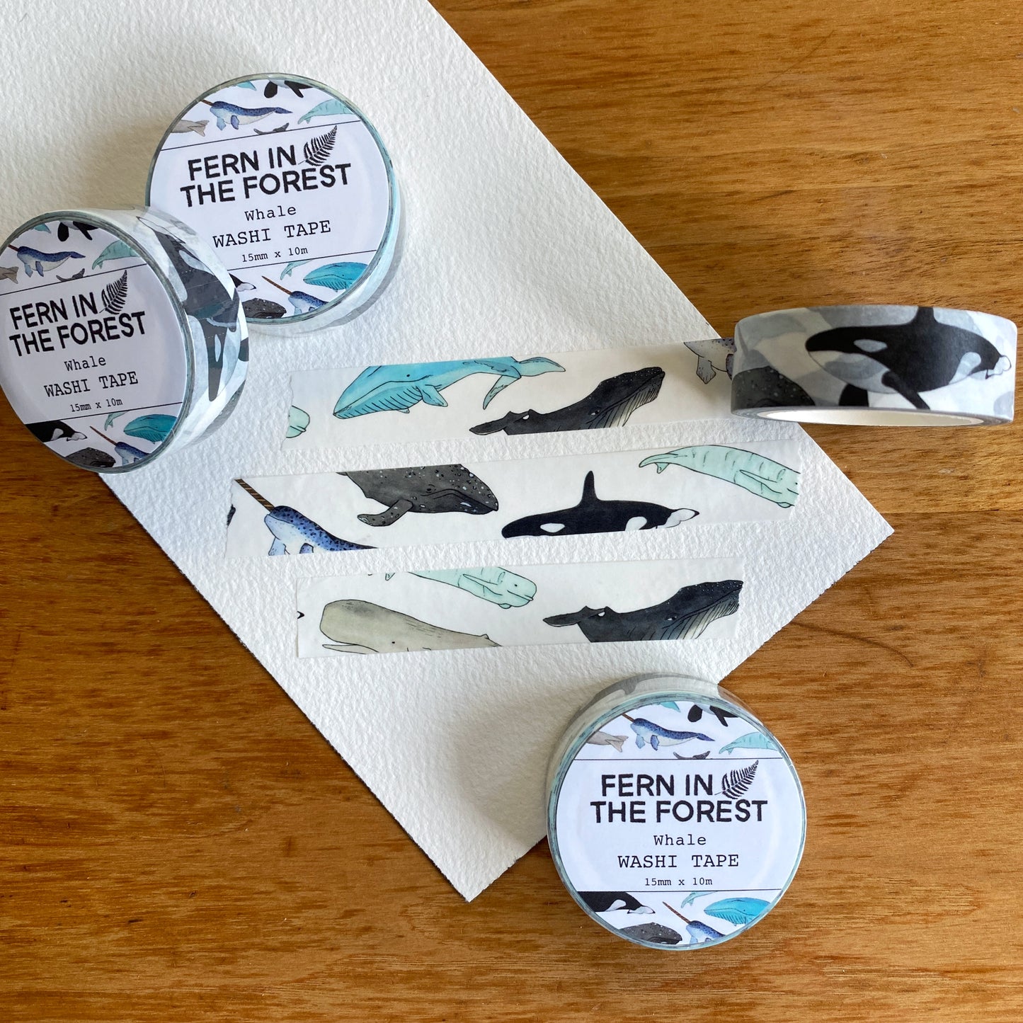 watercolor whale washi tape