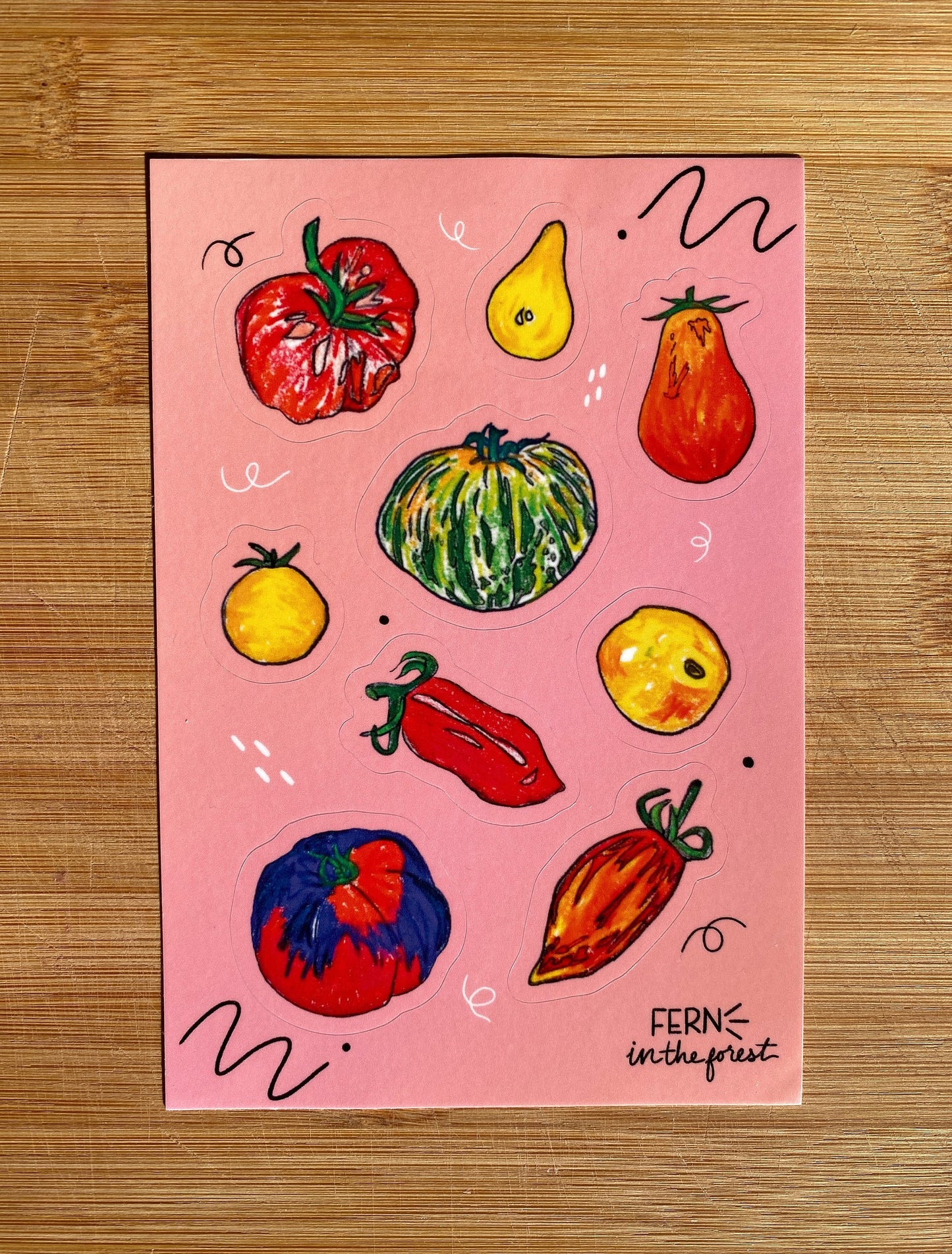 mixed media waterproof tomato sticker sheet