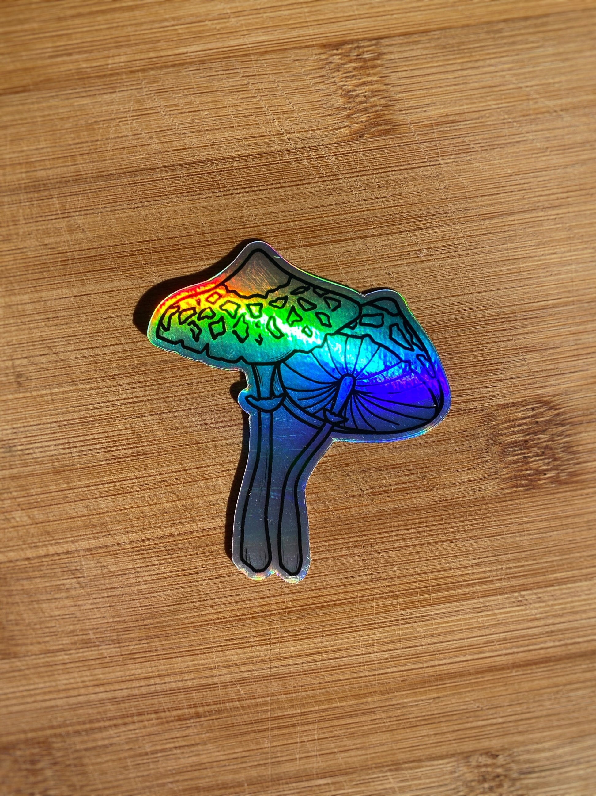 holographic parasol mushroom waterproof sticker