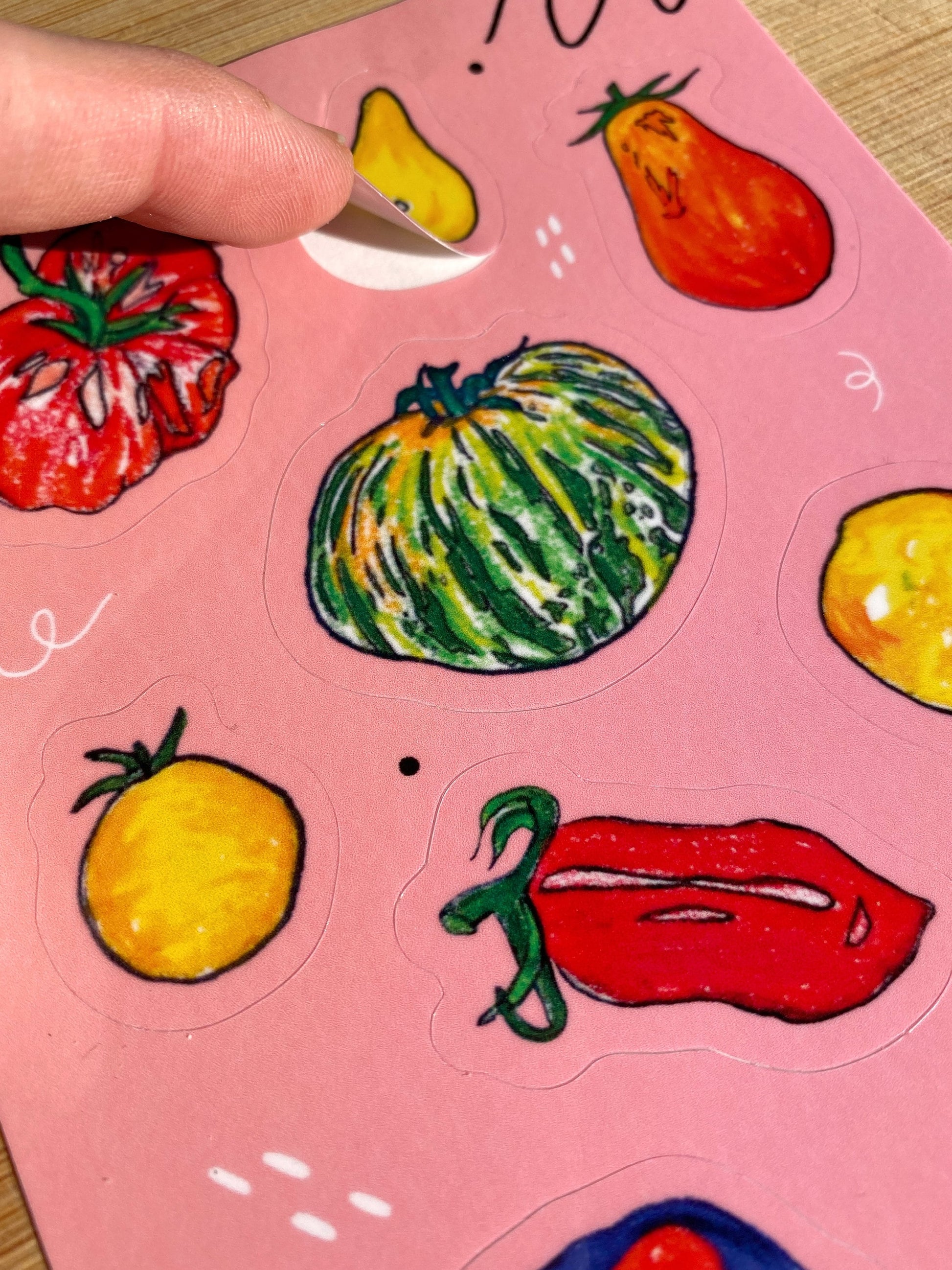 mixed media waterproof tomato sticker sheet