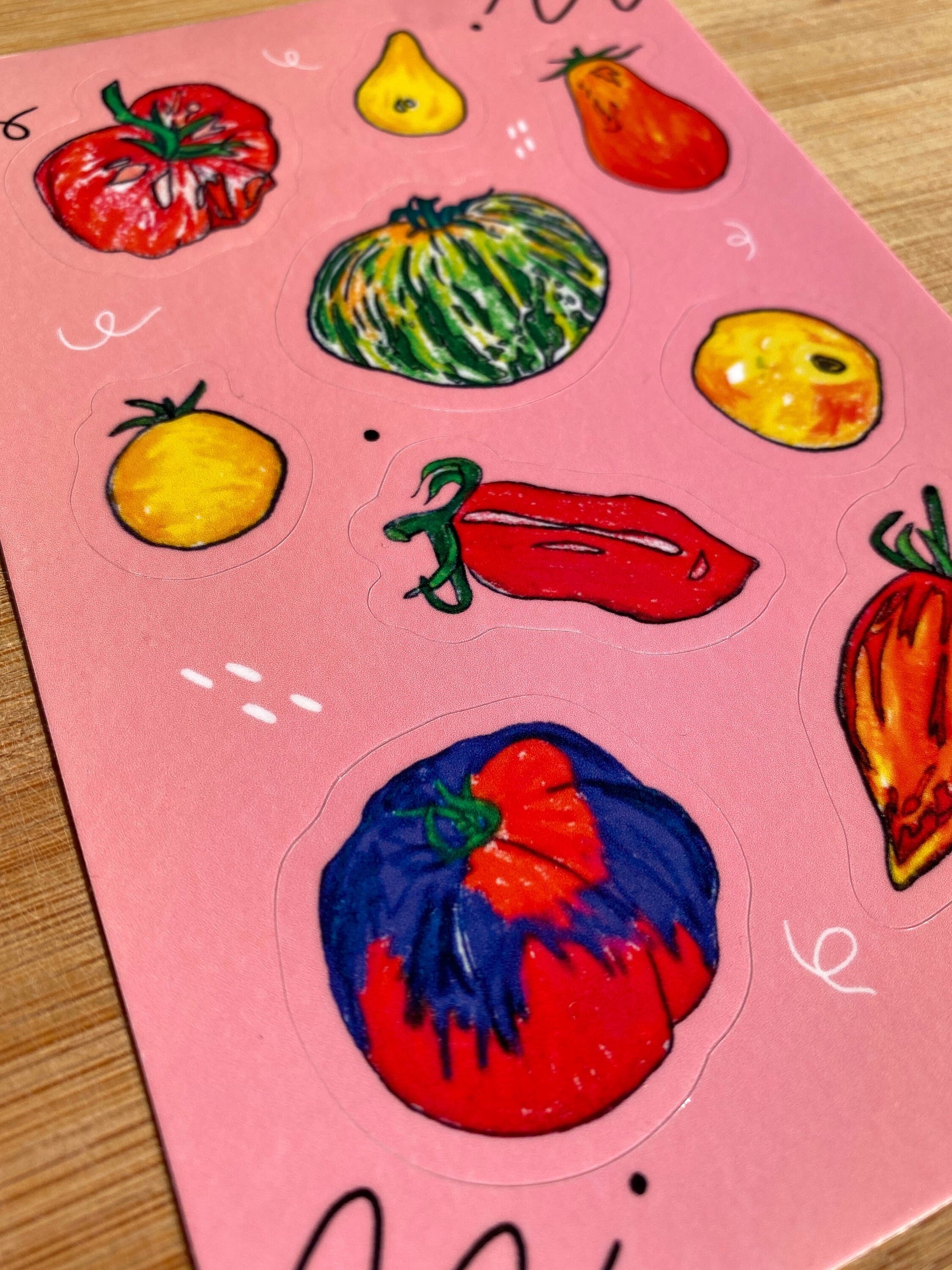 mixed media waterproof tomato sticker sheet