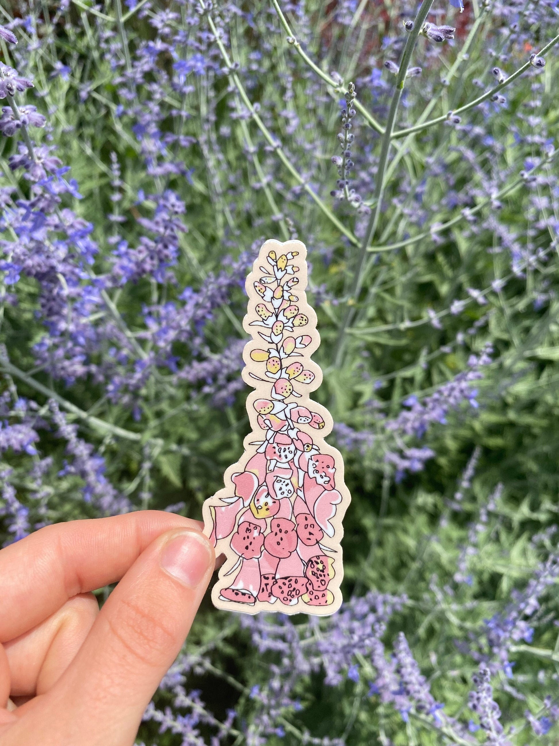 waterproof foxglove flower sticker