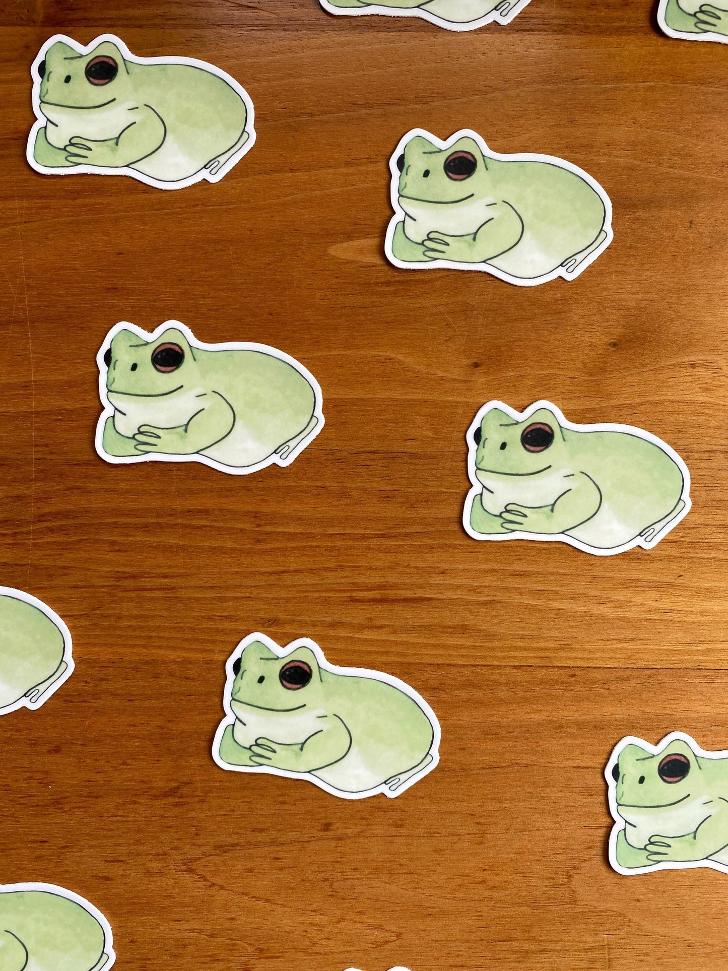 watercolor white's tree frog waterproof sticker