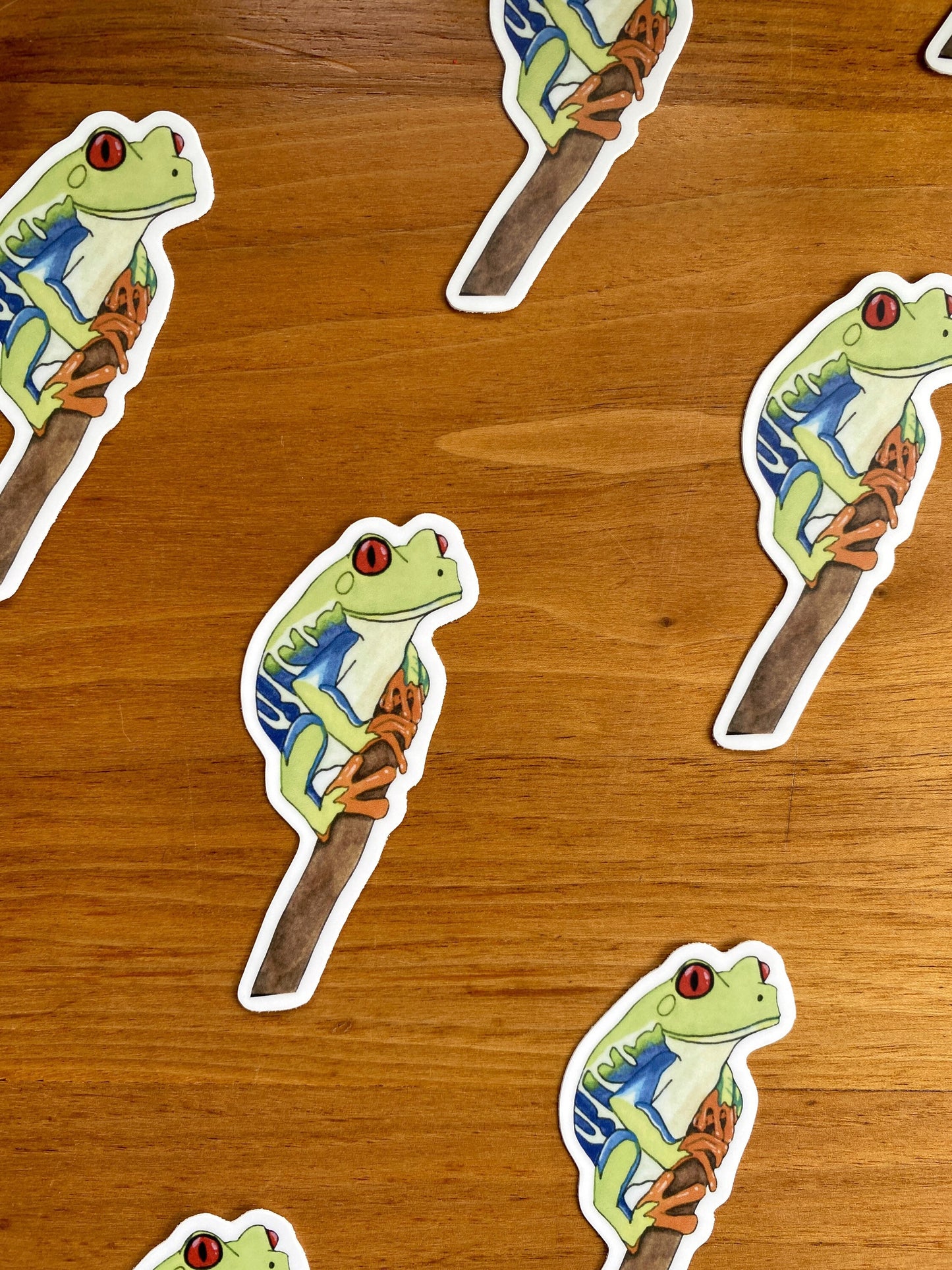 watercolor red eyed tree frog waterproof sticker