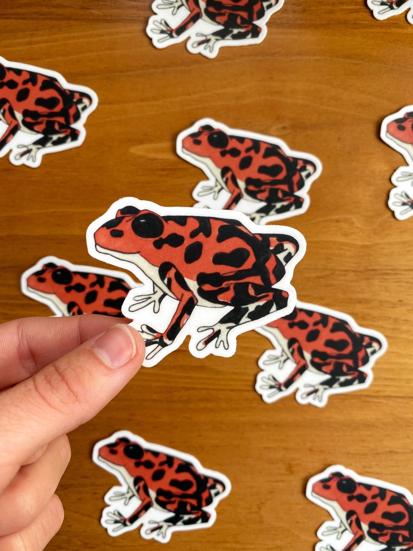 strawberry dart frog watercolor sticker