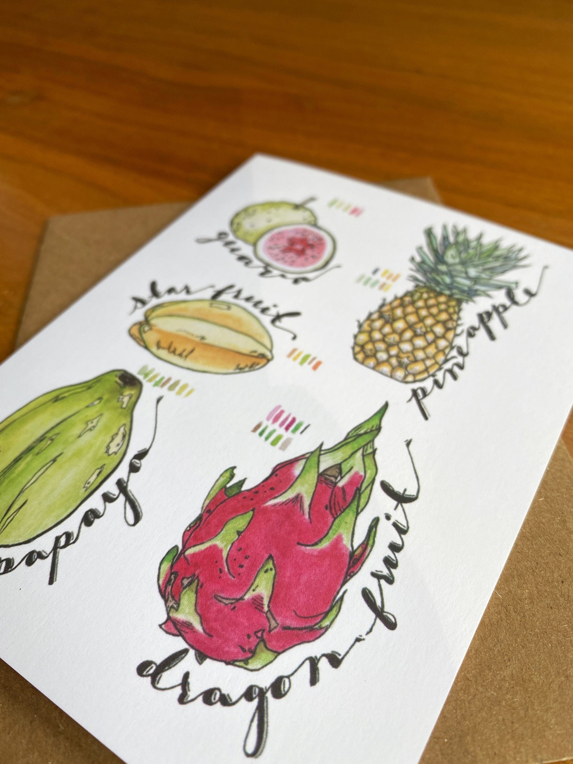 watercolor tropical fruit greeting card