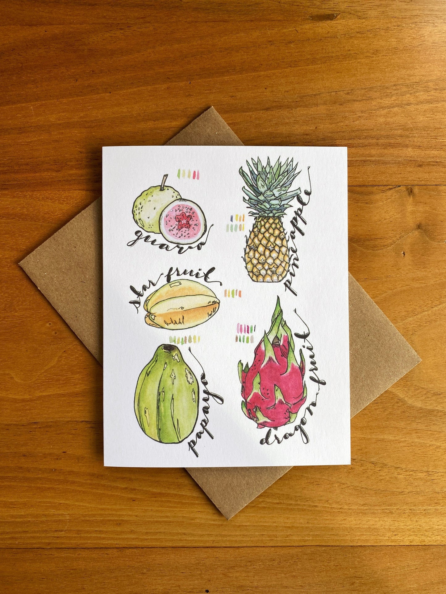 watercolor tropical fruit greeting card