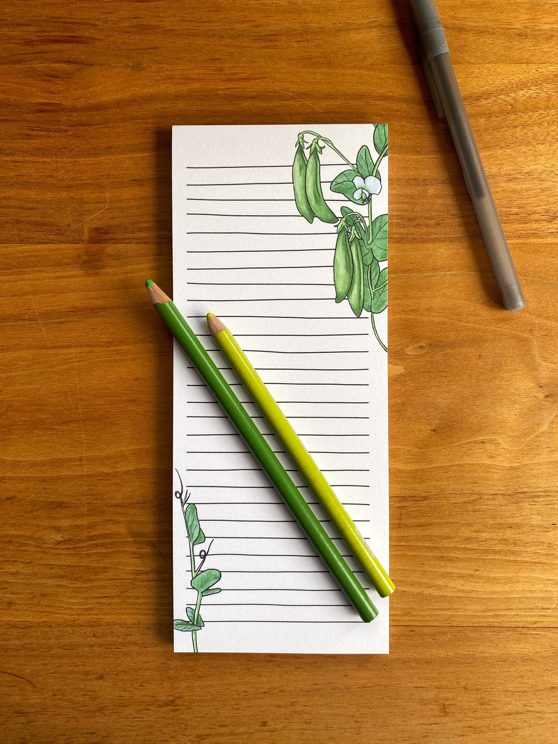 Lined snap pea notepad