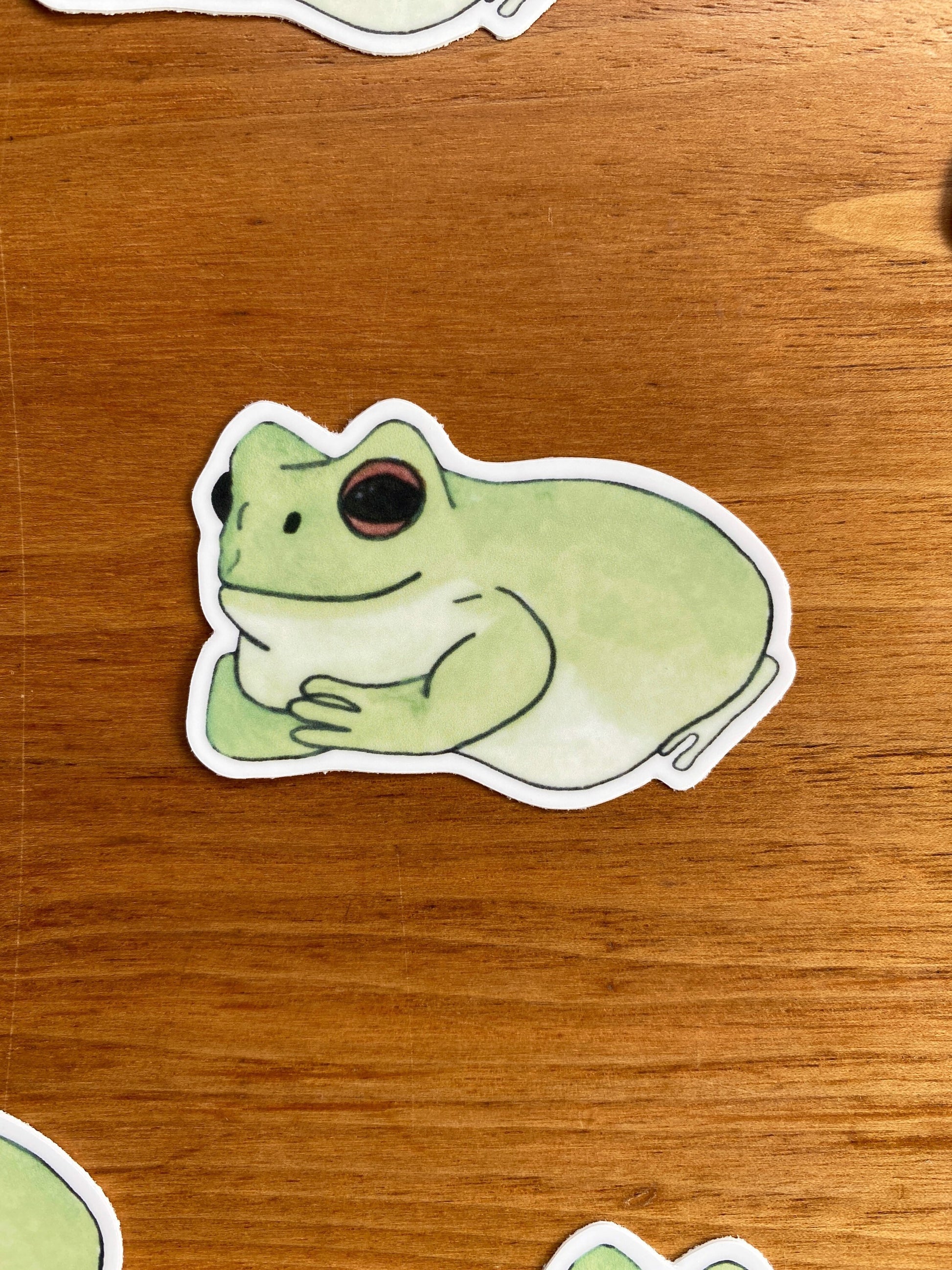 watercolor white's tree frog waterproof sticker