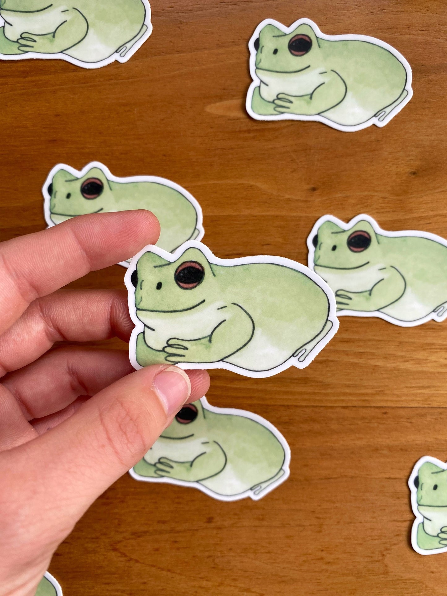 watercolor white's tree frog waterproof sticker