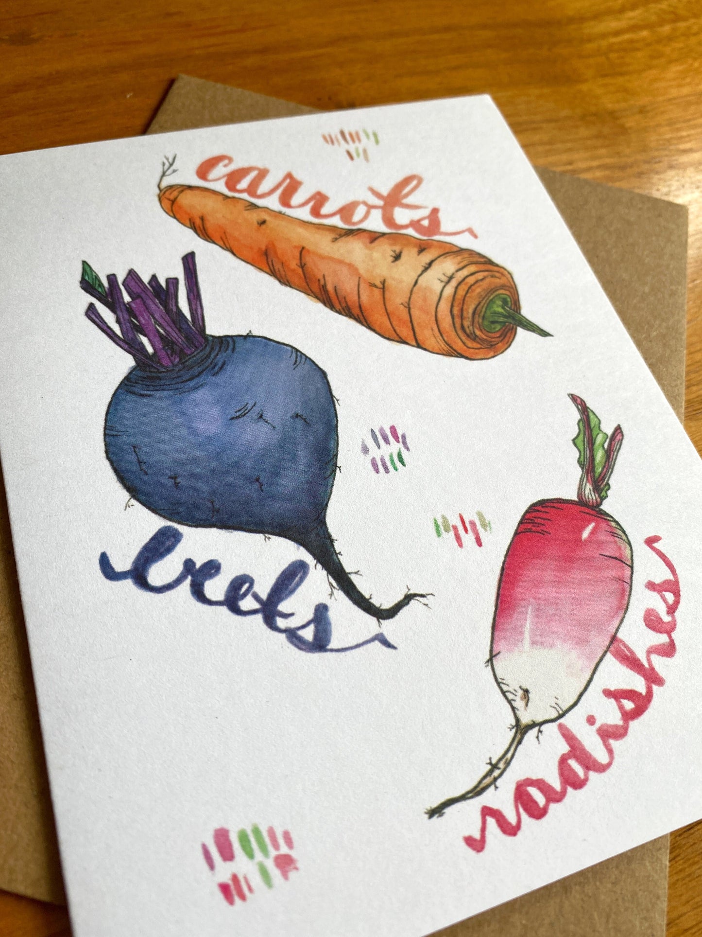 root vegetable watercolor greeting card