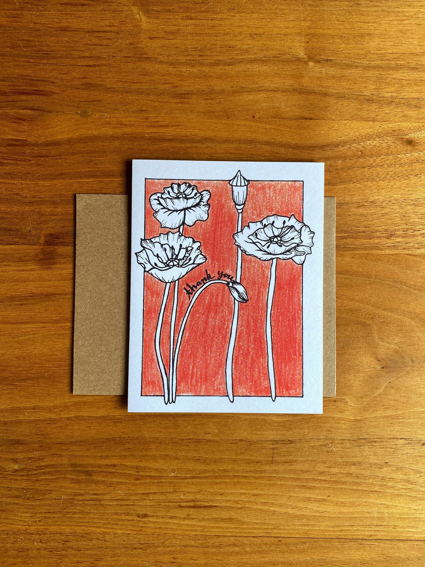 Poppy flower "thank you" card.