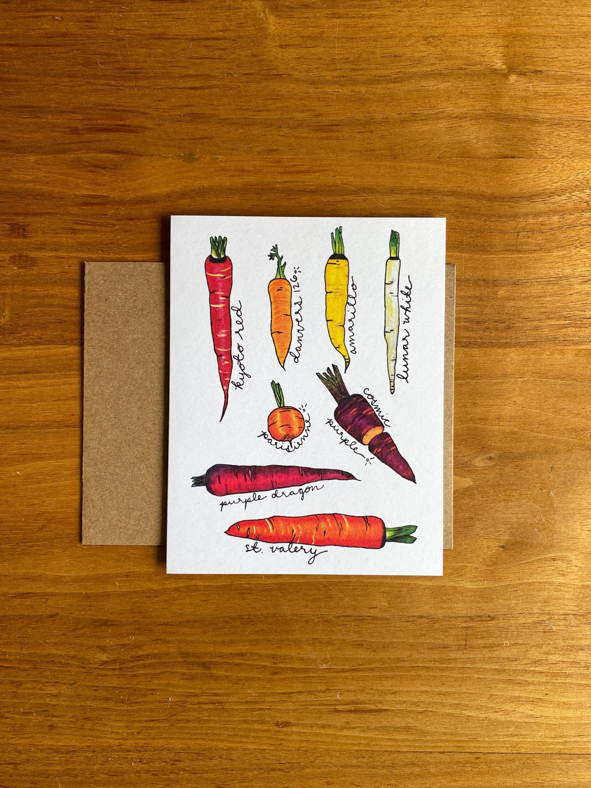 Mixed media heirloom carrot card