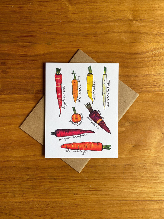 Mixed media heirloom carrot card