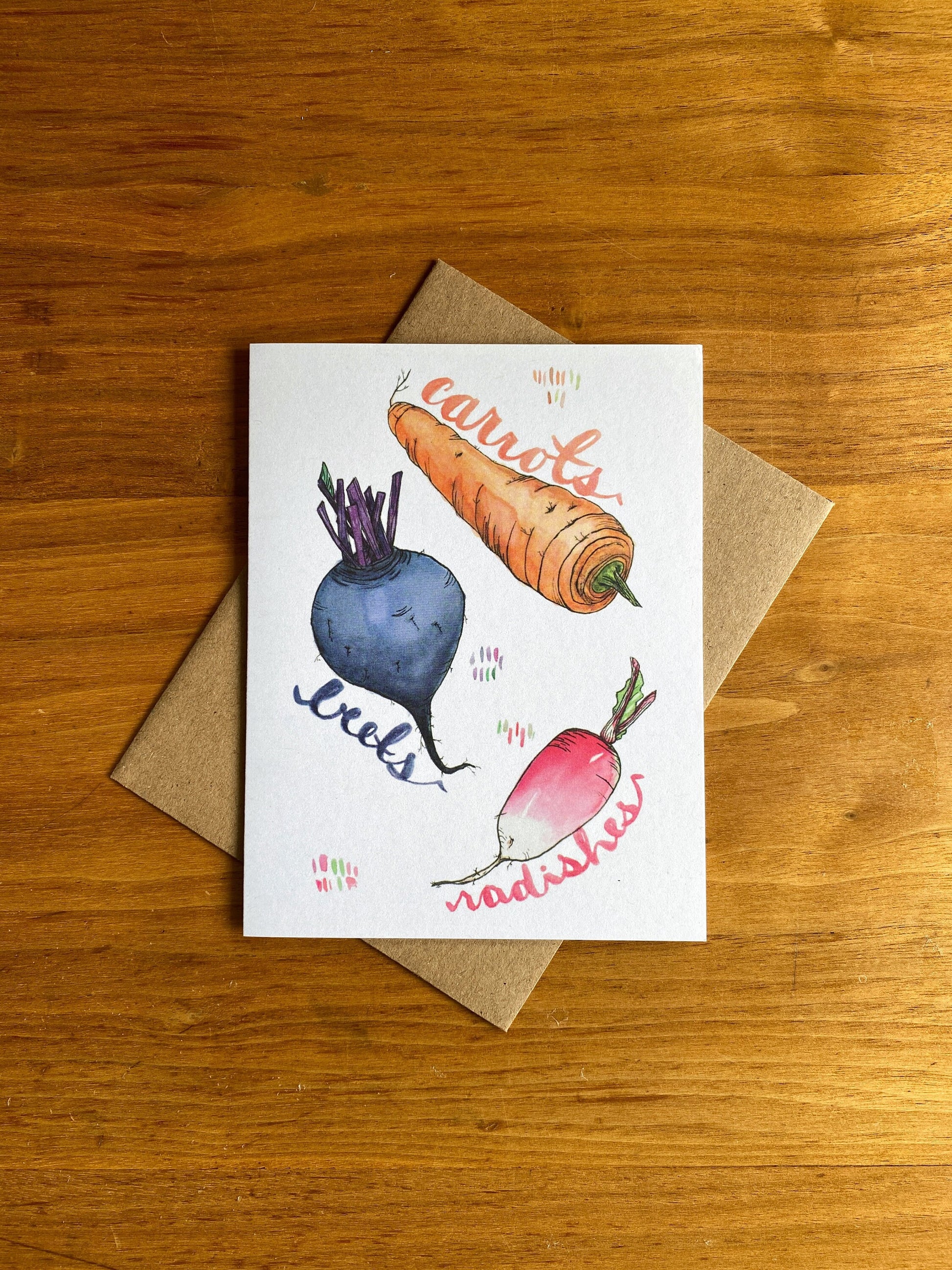 root vegetable watercolor greeting card