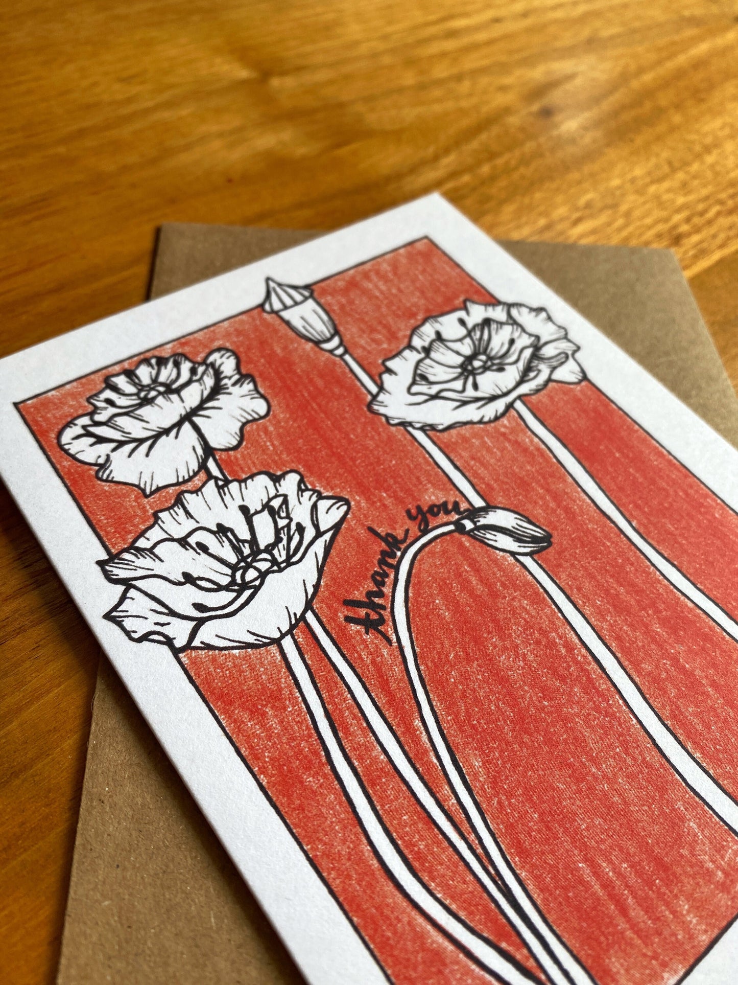 Poppy flower "thank you" card.