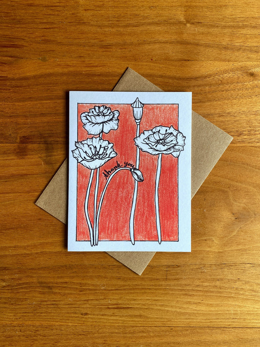 Poppy flower "thank you" card.