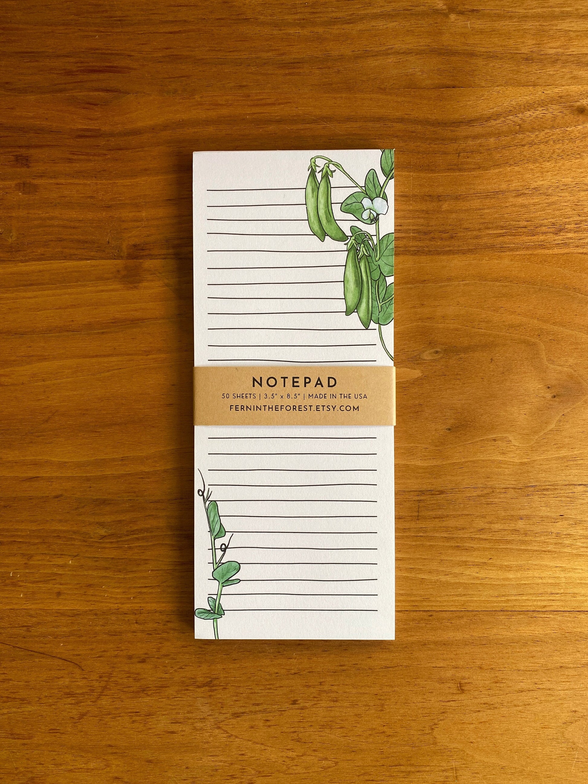 Lined snap pea notepad