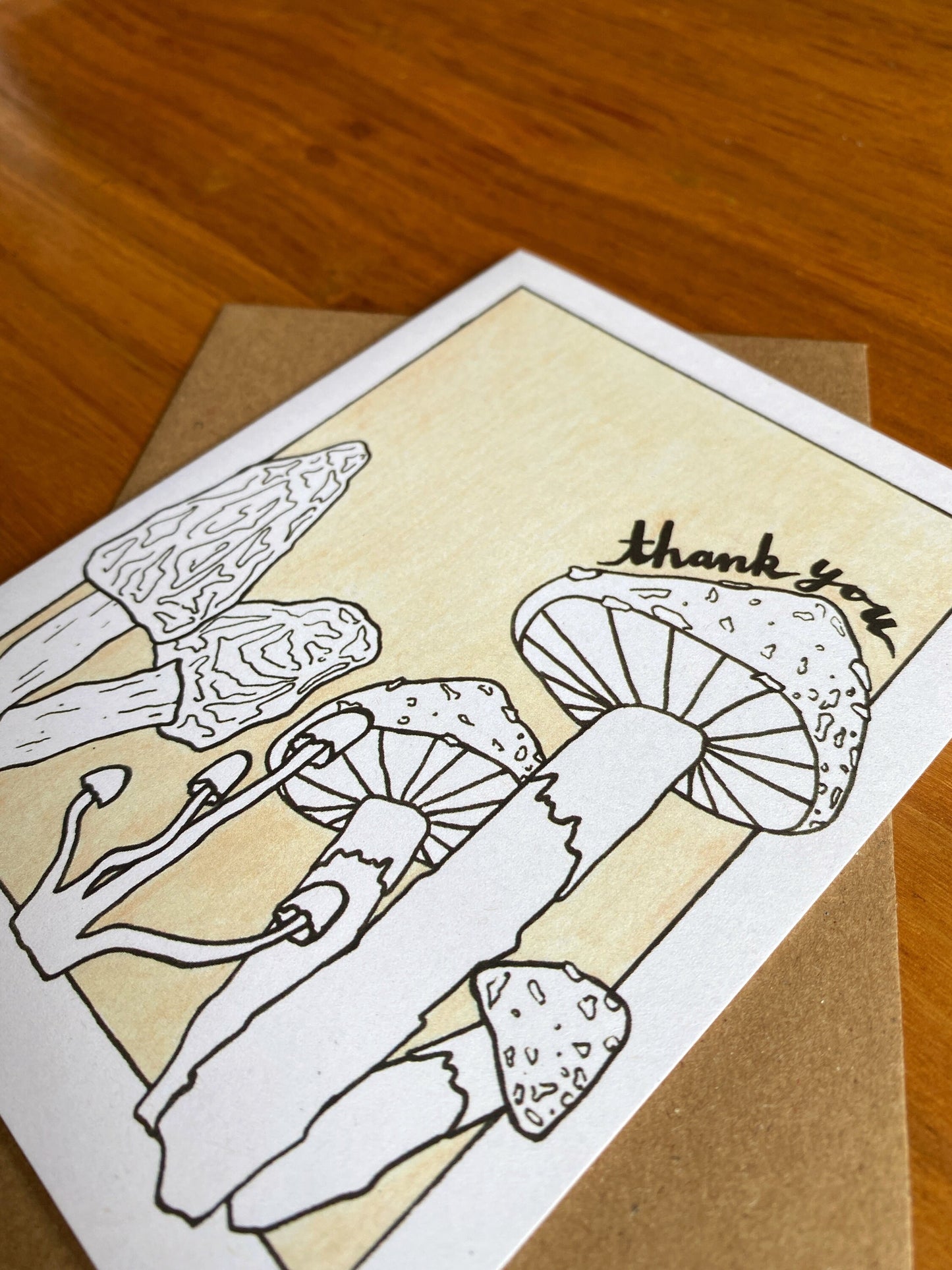 Mixed media mushroom thank you card