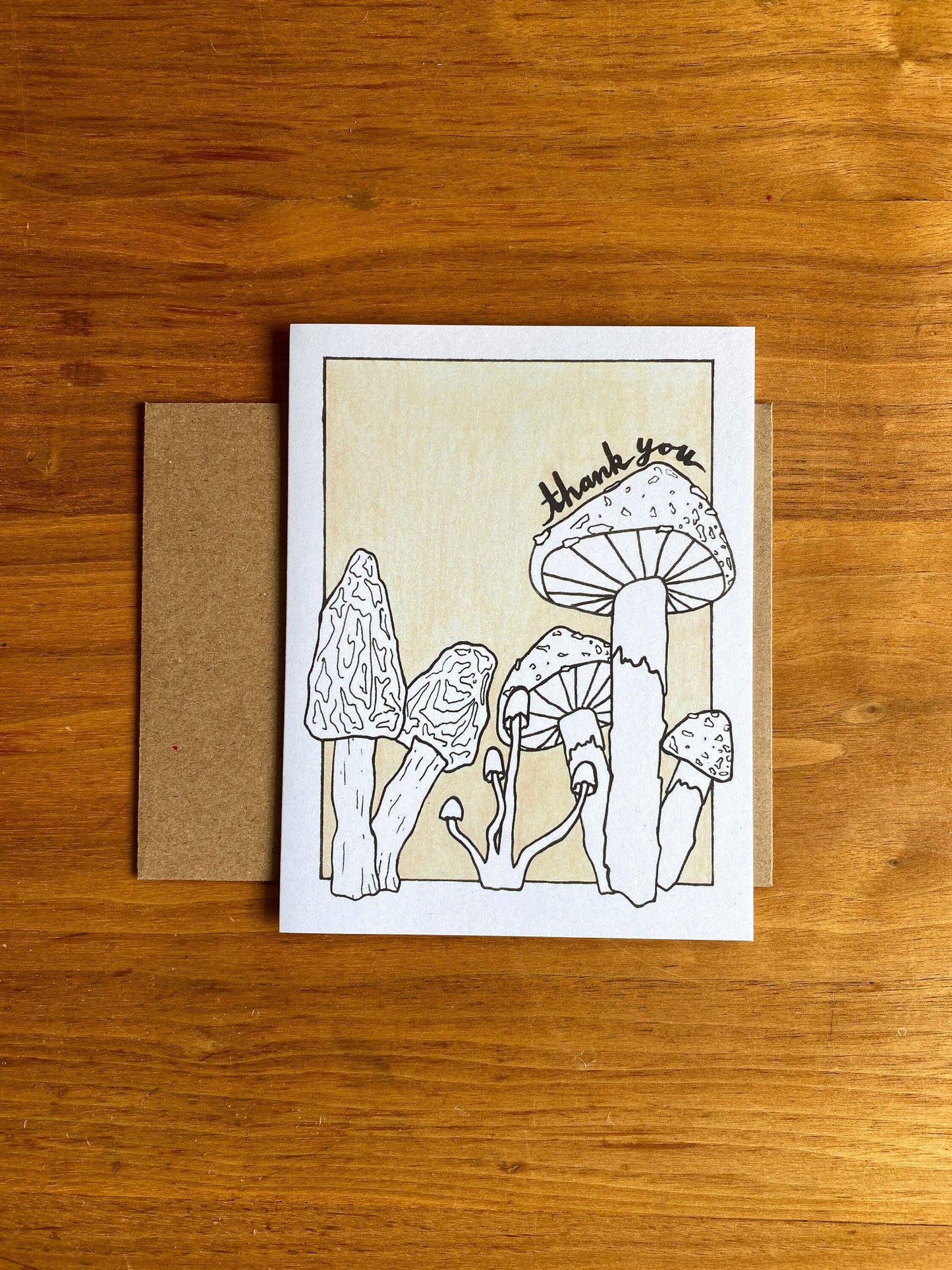 Mixed media mushroom thank you card