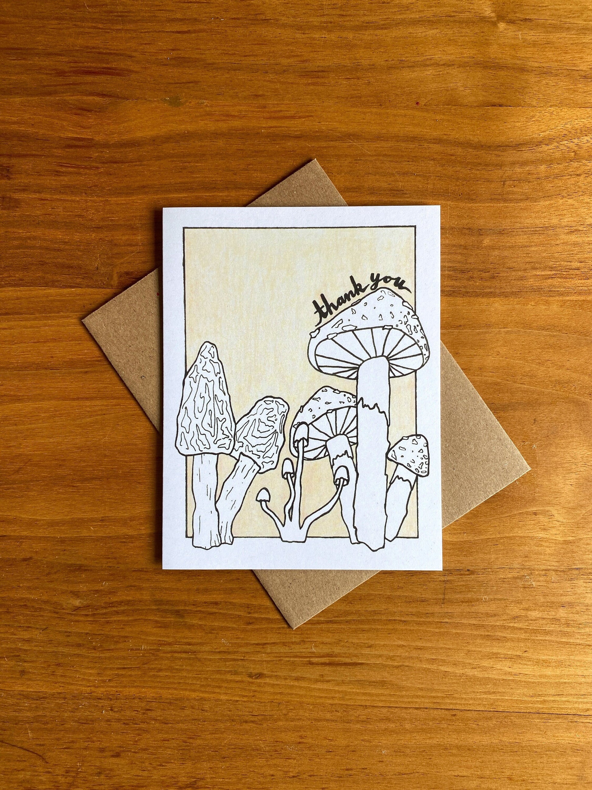 Mixed media mushroom thank you card