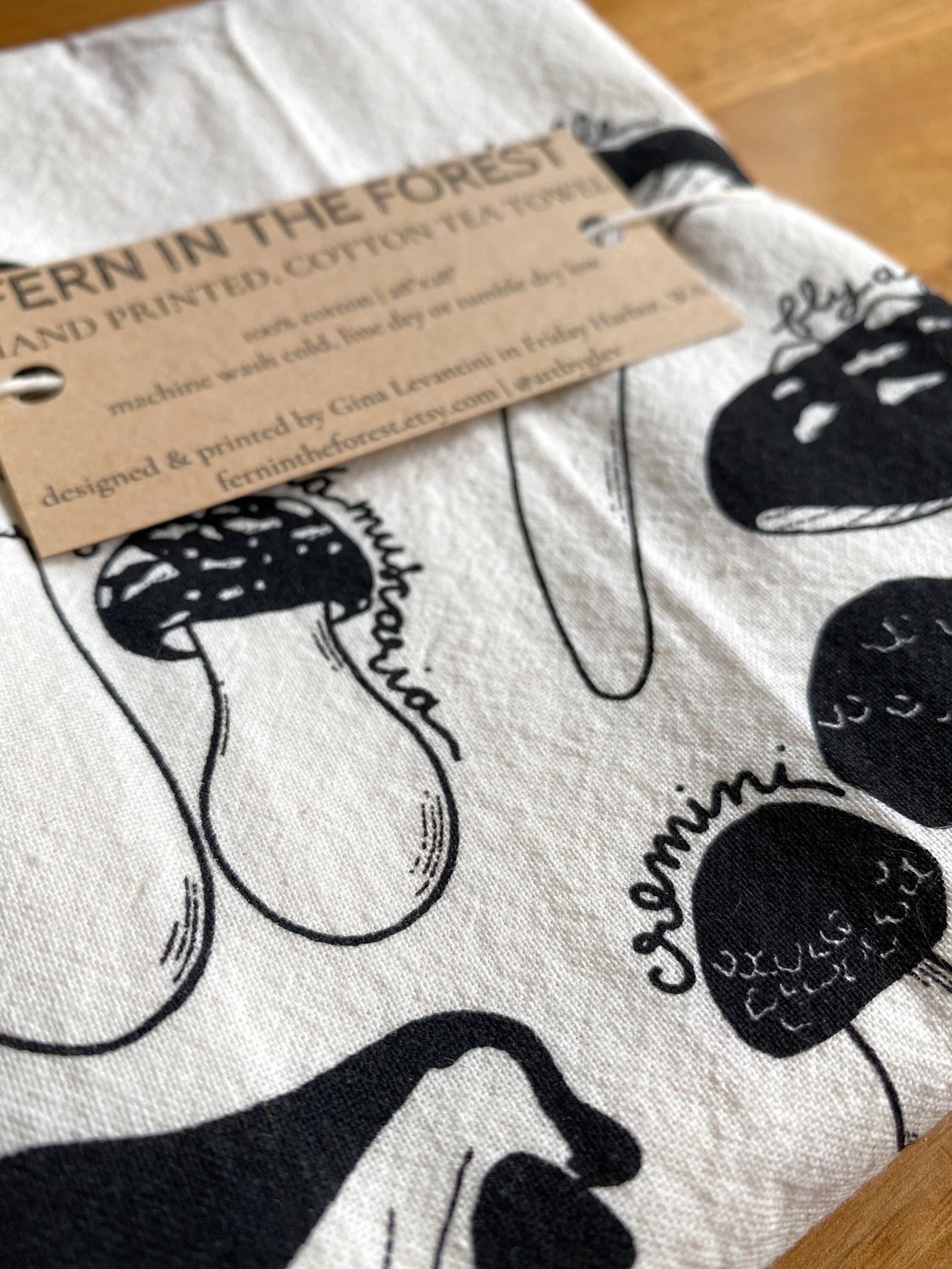 Mushroom cotton tea towel