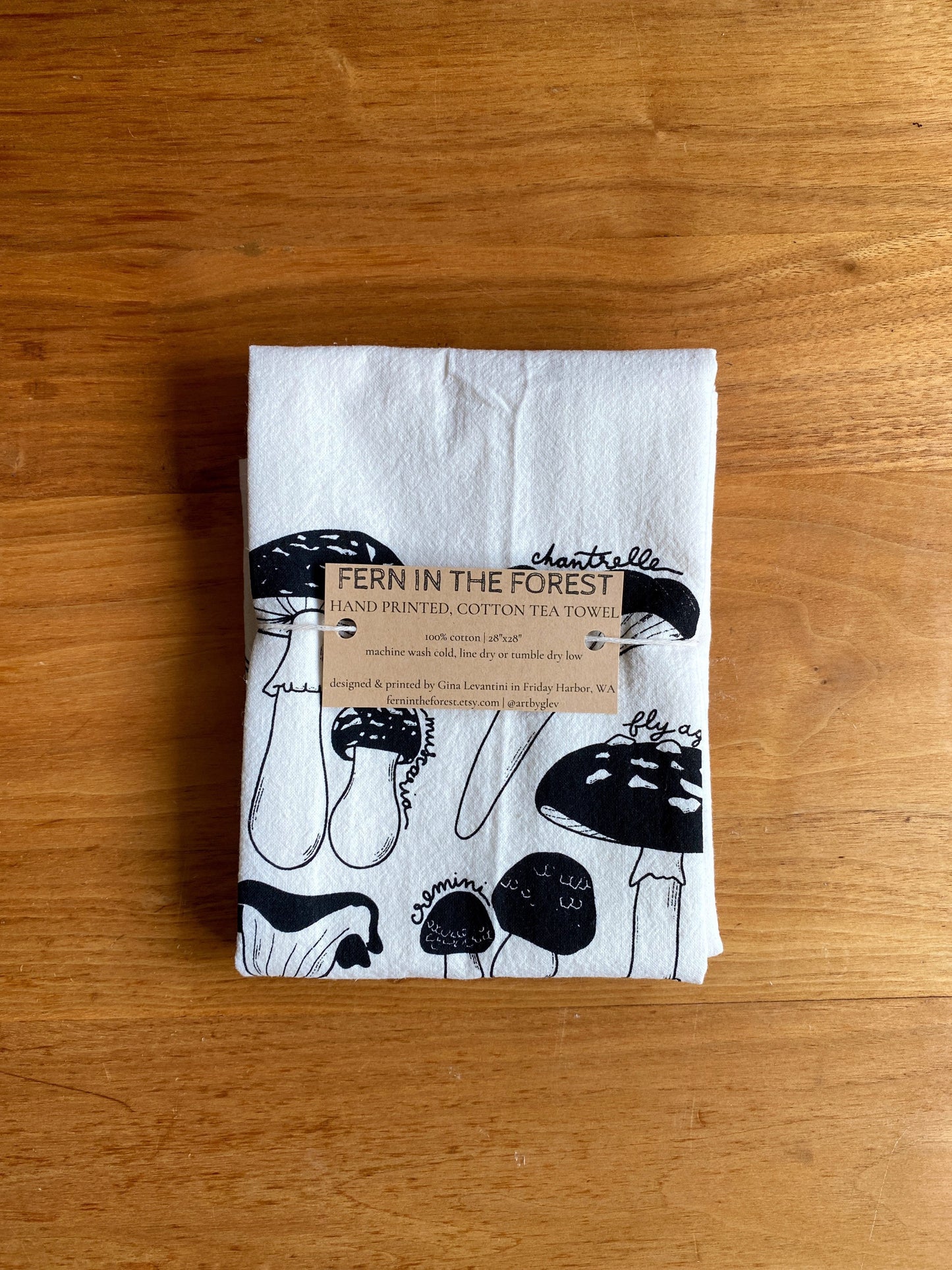 Mushroom cotton tea towel