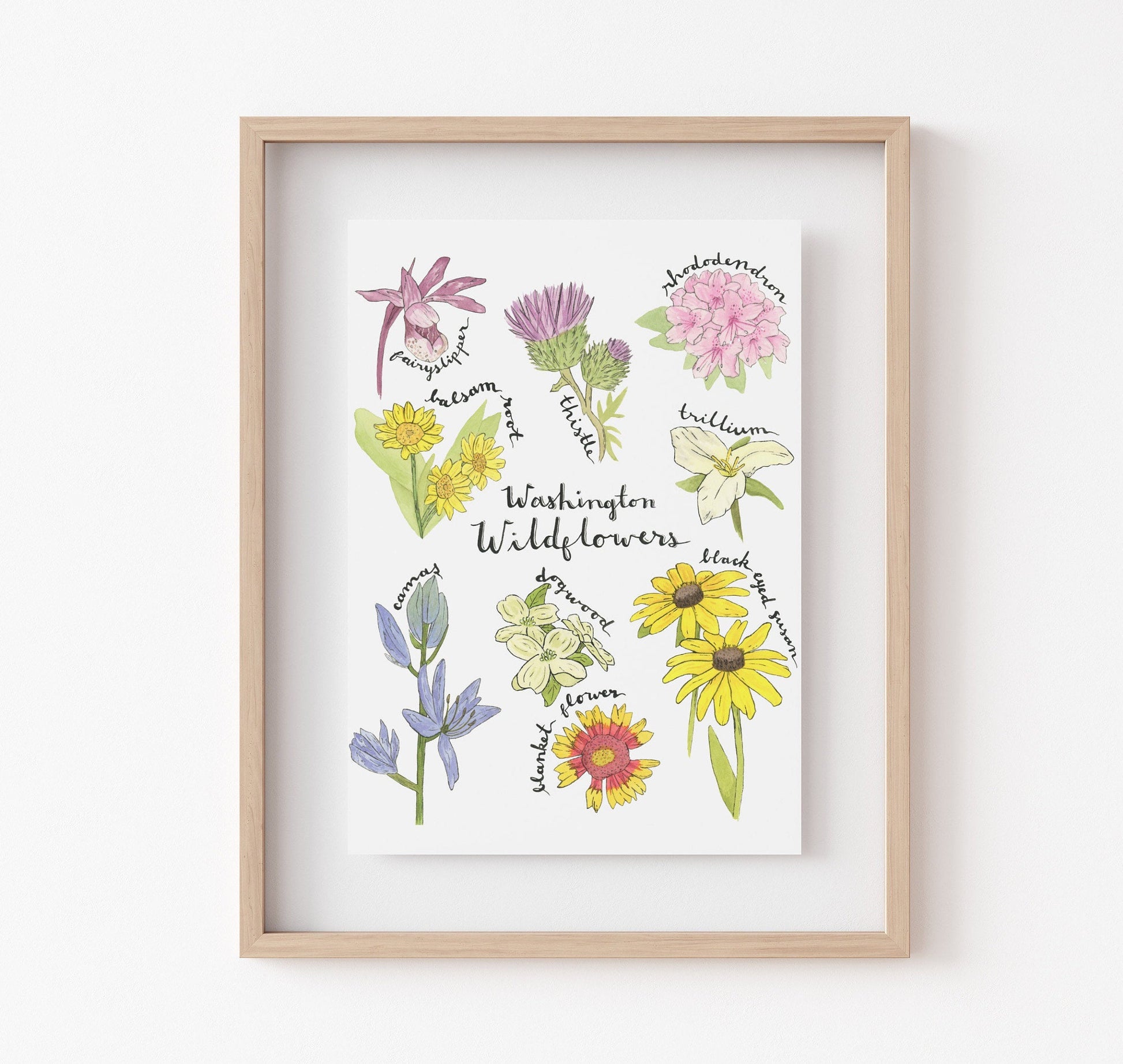 8" x 10" art print of wildflowers of washington state